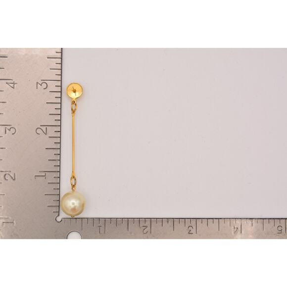 Vintage Dangle Earrings Long Round Faux Pearl Drop White Chunky 1990s BinZ - Picture 12 of 12